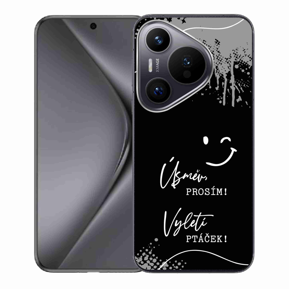 Gél borító mmCase a Huawei Pura 70 készülékhez - vicces szöveg 4 fekete háttérrel