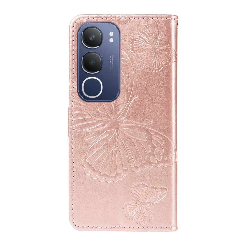 Nagy pillangó könyv tok a Vivo Y19s készülékhez - rózsaarany