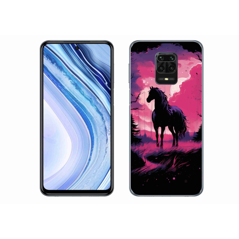 Gél borítás mmCase a Xiaomi Redmi Note 9S-hez - fekete rajzfilm ló 1