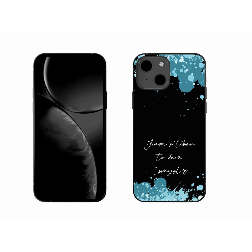 Gél borító mmCase iPhone 13 6.1 készülékhez - szerelmes szöveg fekete háttérrel