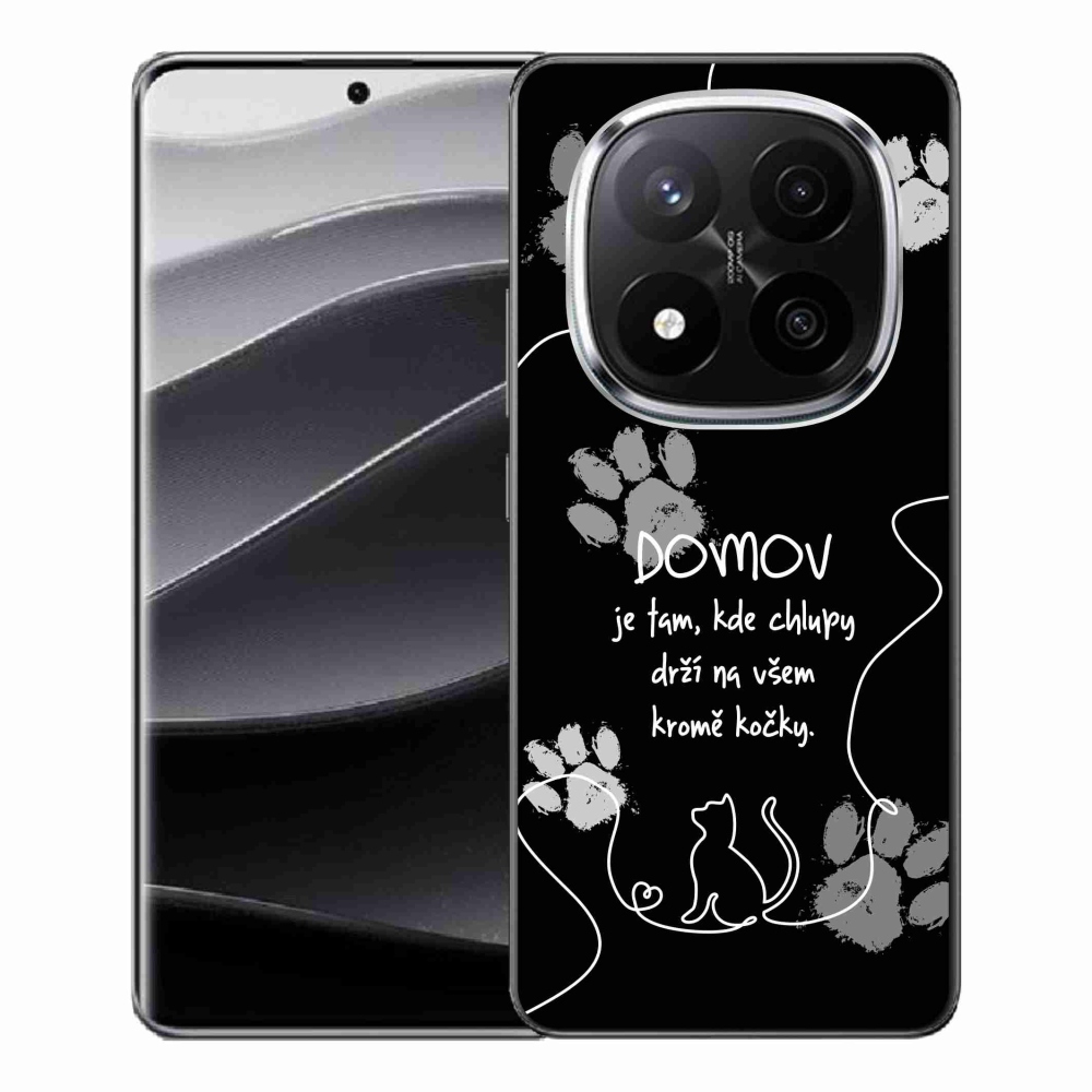 Gél borítás mmCase a Xiaomi Redmi Note 14 Pro+ 5G számára - macska motívum fekete háttérrel