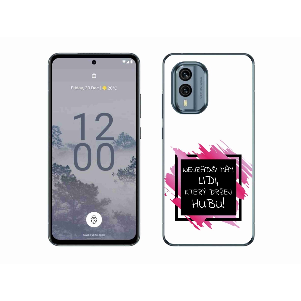 Zselés borító mmCase a Nokia X30 5G készülékhez - vicces szöveg 7 fekete és fehér háttérrel