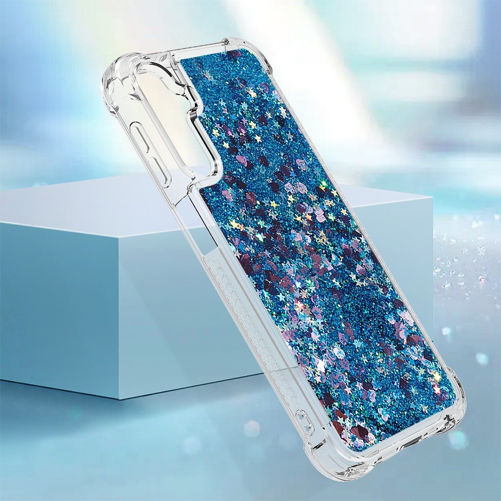 Glitter homokóra zselés tok Samsung Galaxy A24 készülékhez - kék/szívek