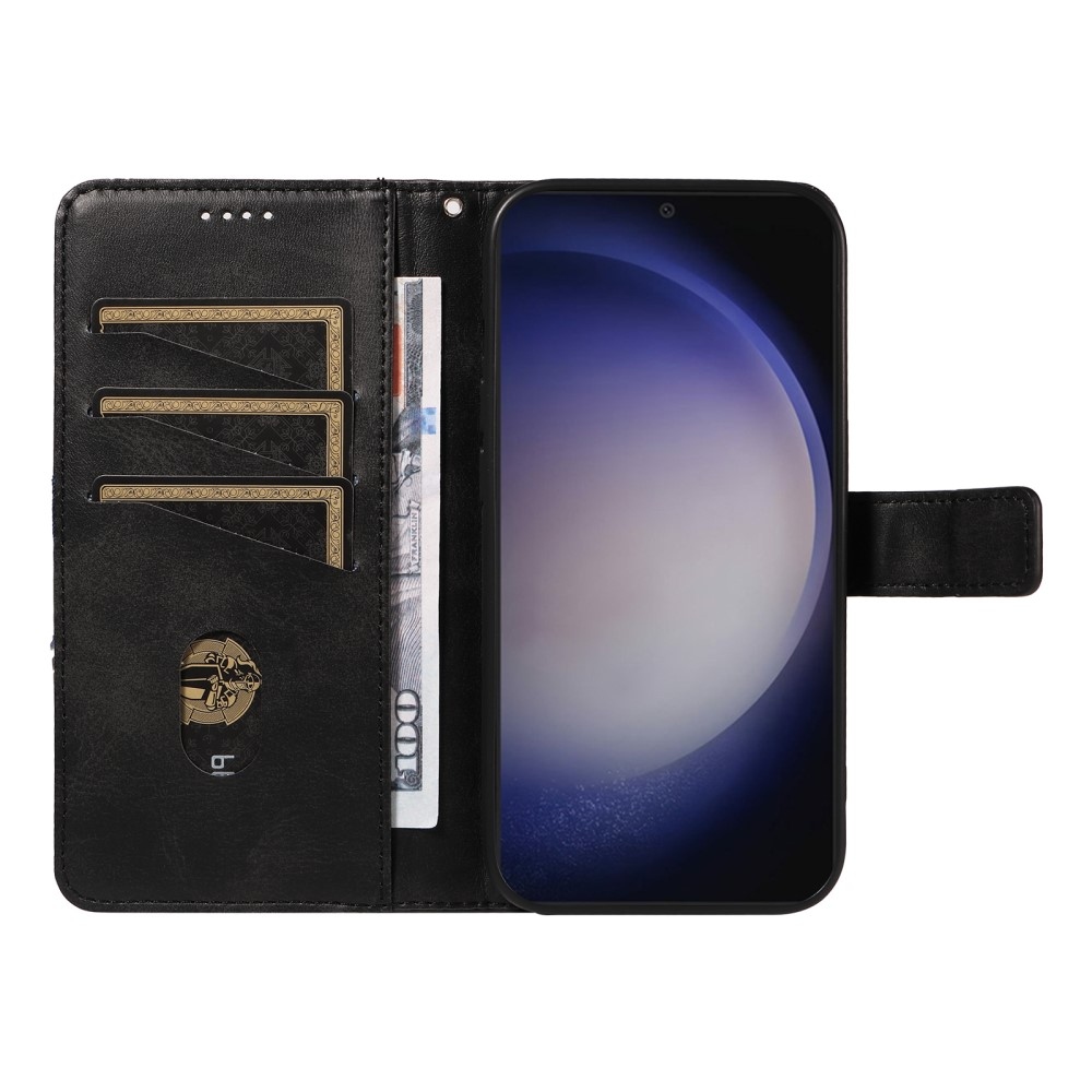 Háromszög alakú könyvtáska Samsung Galaxy S24+/S25+ készülékhez - fekete