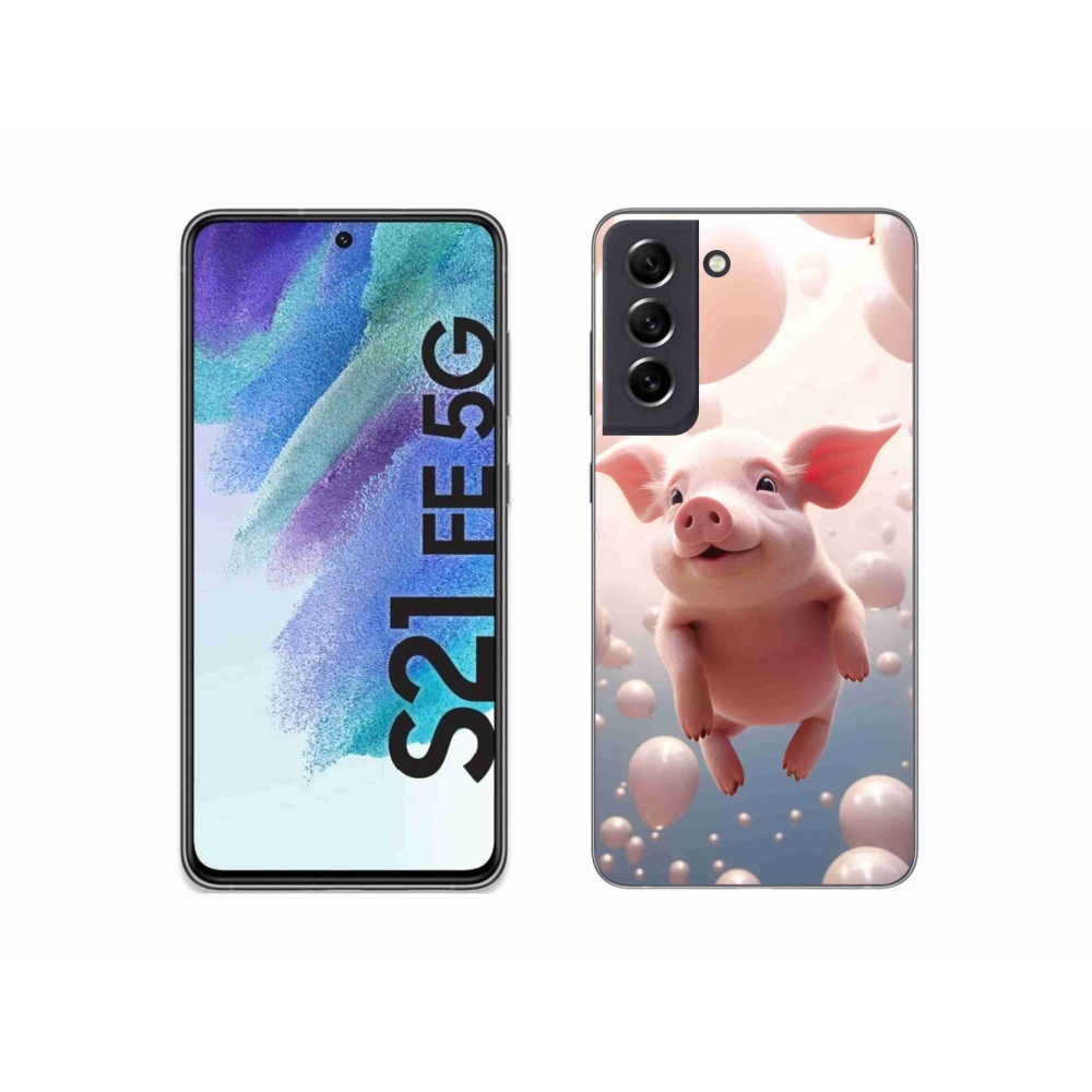 Gél borítás mmCase Samsung Galaxy S21 FE 5G - malac lufikkal