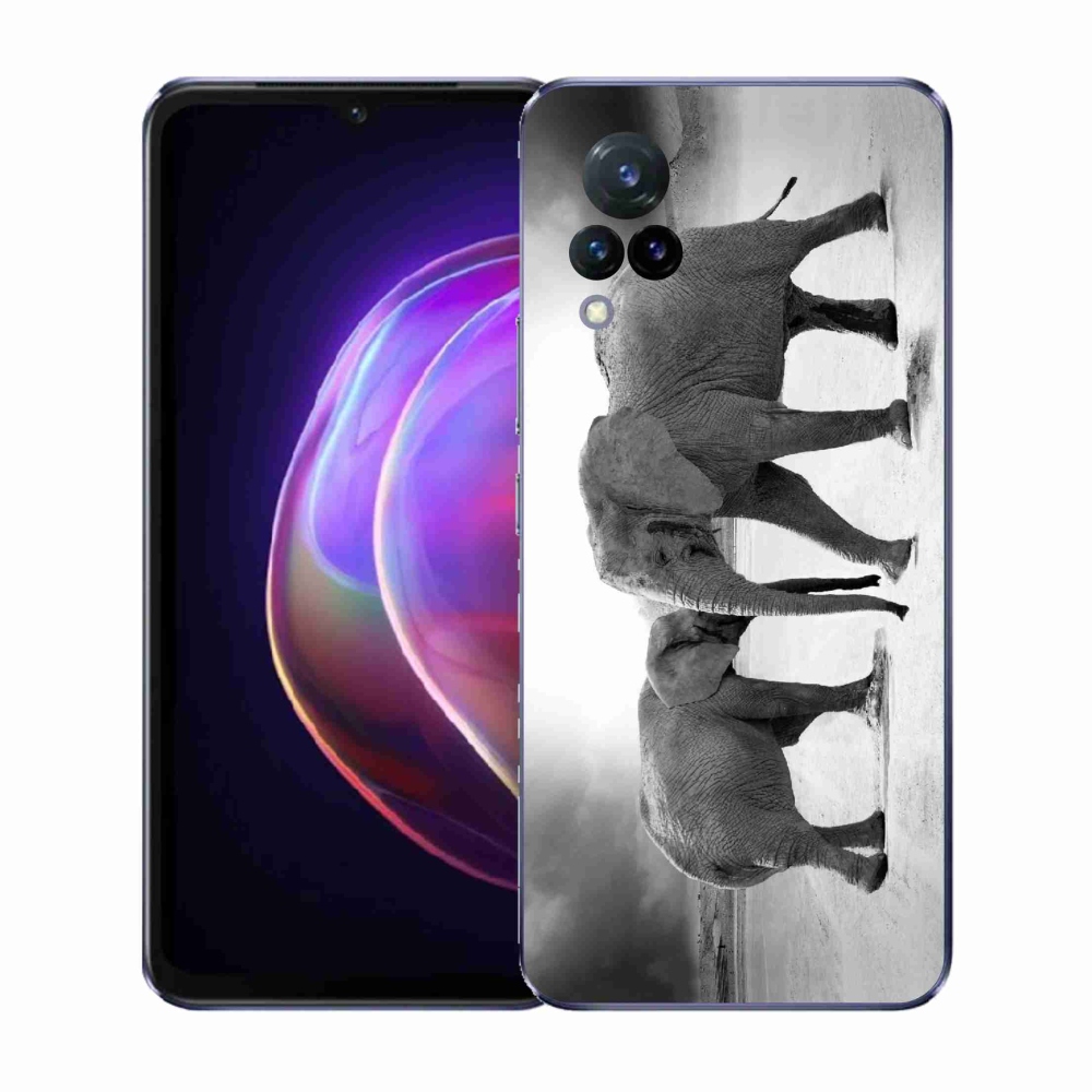 Gél borító mmCase a Vivo V21 4G/5G készülékhez - fekete és fehér elefántok