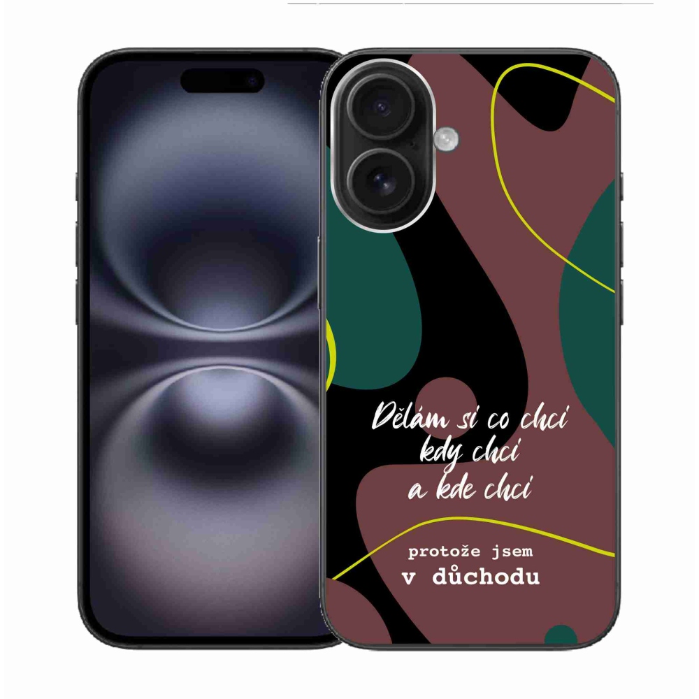 Gél borító mmCase iPhone 16 készülékhez - vicces szöveg 10 fekete háttér