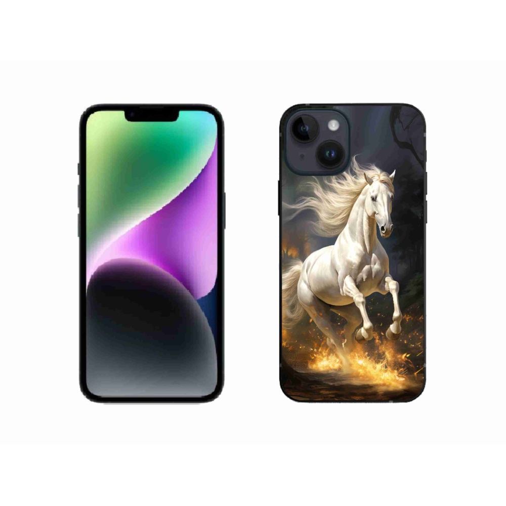 Zselés borítás mmCase iPhone 14 készülékhez - fehér ló 2