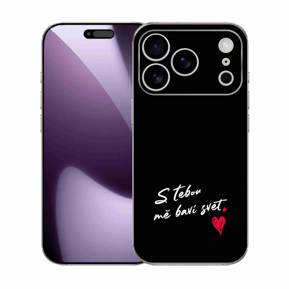 Gél borítás mmCase iPhone 17 Pro készülékhez - szerelmes szöveg 1 fekete háttér