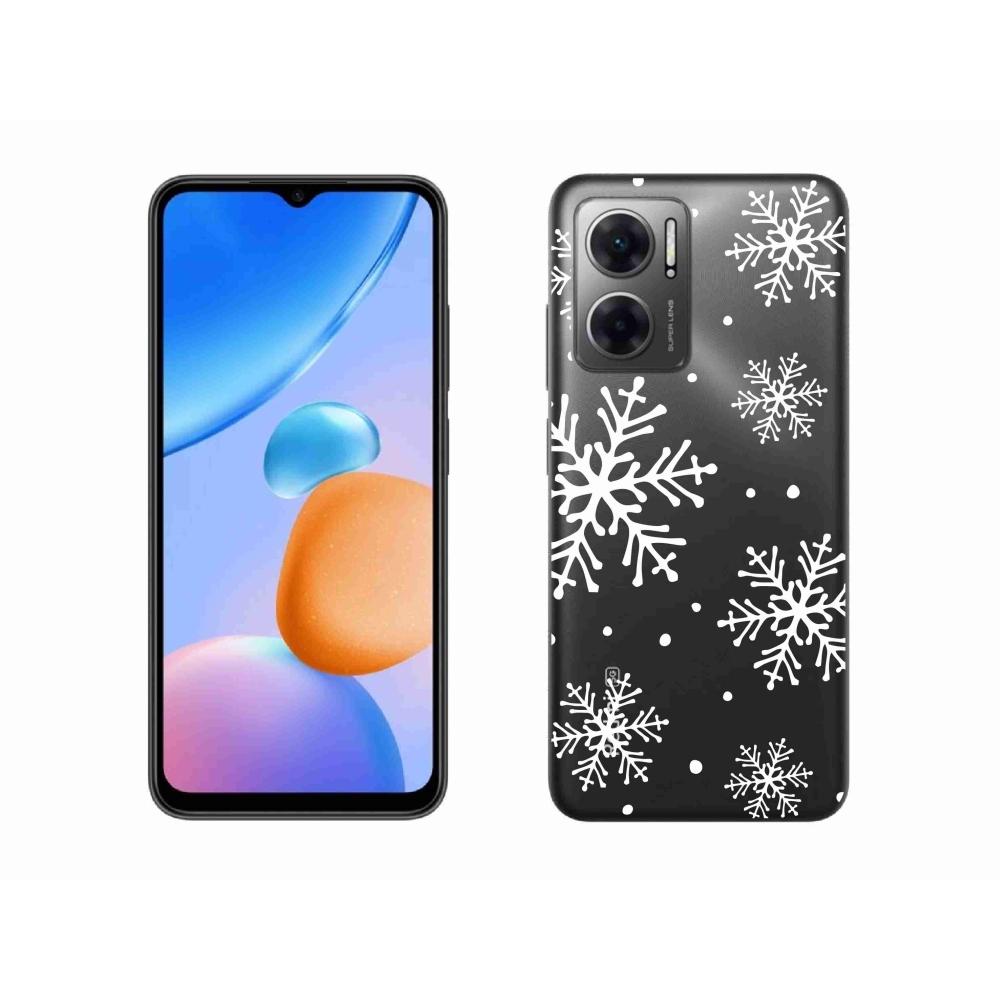 Gél borítás mmCase a Xiaomi Redmi 10 5G-hez - fehér pelyhek átlátszó háttéren