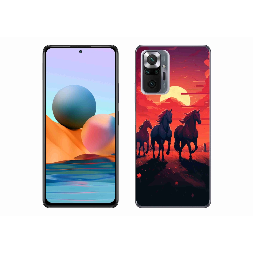 Gél borítás mmCase a Xiaomi Redmi Note 10 Pro számára - lovak és naplemente