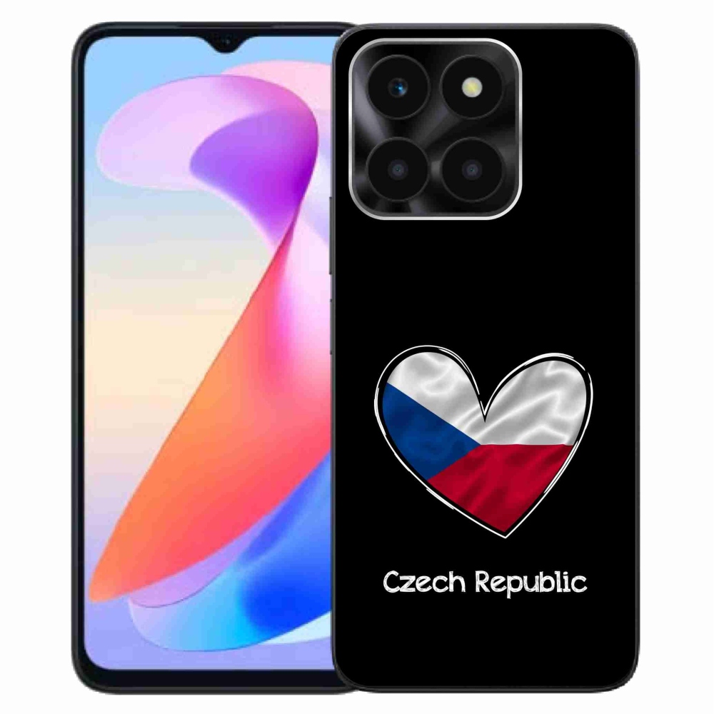 Gél borító mmCase a Honor X6a számára - zászló szív fekete háttérrel