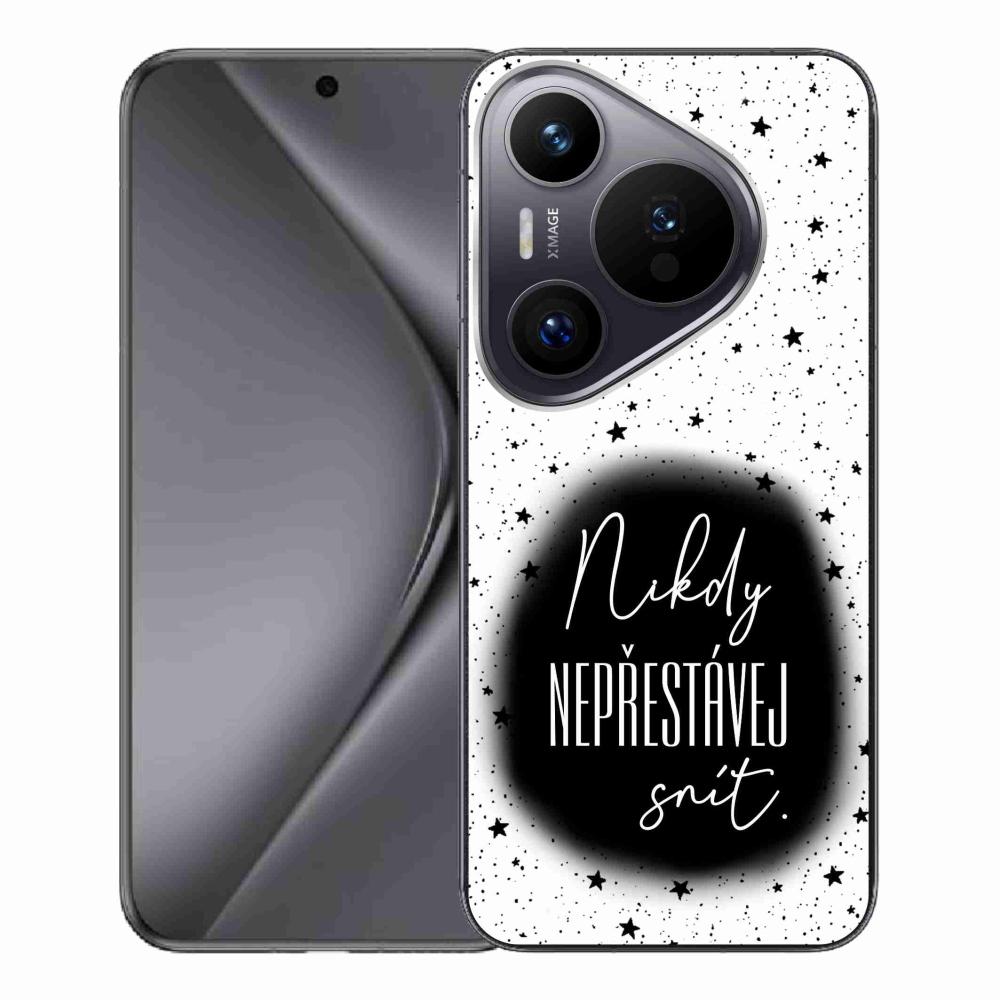 Gél borítás mmCase a Huawei Pura 70 Pro - idézet 1 fekete-fehér háttérrel