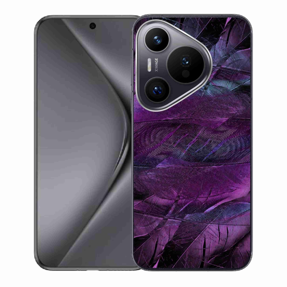 Zselés borítás mmCase a Huawei Pura 70 készülékhez - lila tollak