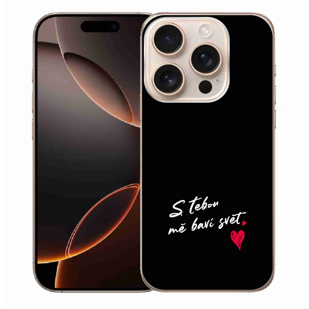 Gél borítás mmCase iPhone 16 Pro Max készülékhez - szerelmes szöveg 1 fekete háttér
