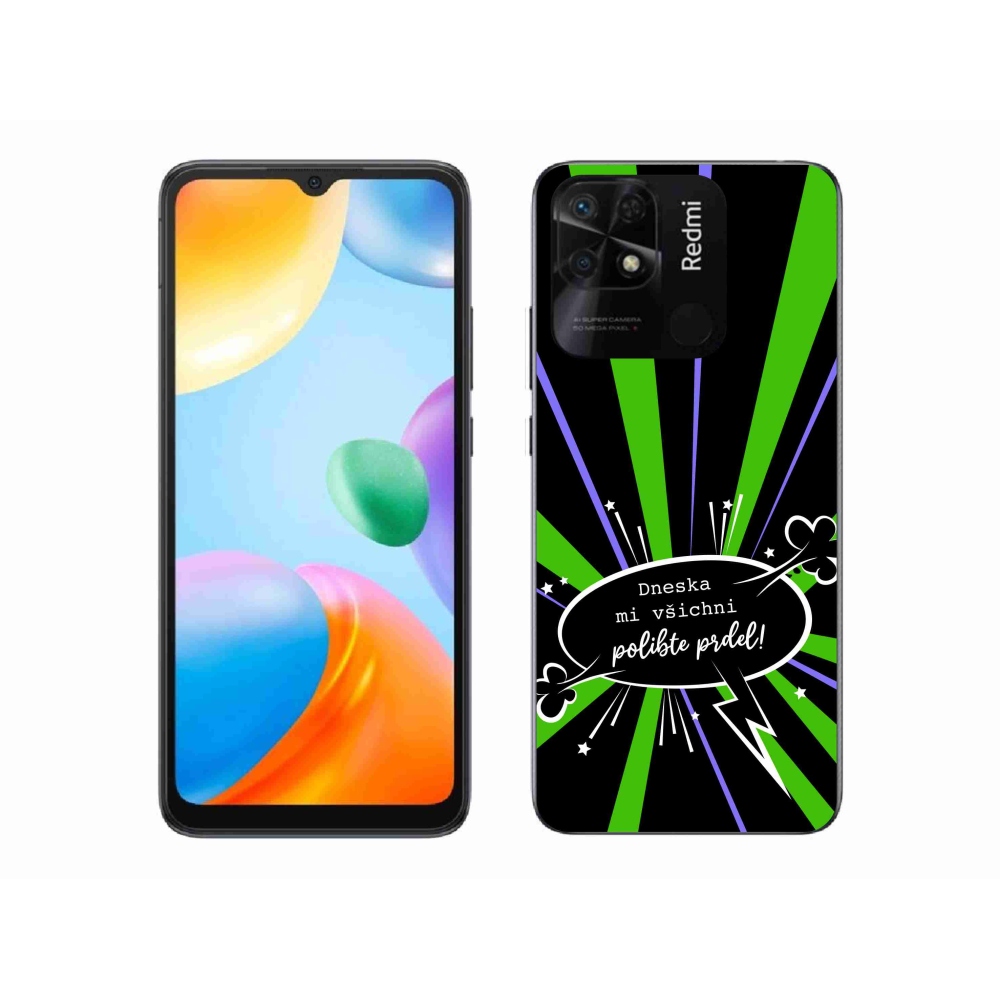 Gél borító mmCase a Xiaomi Redmi 10C-hez - vicces szöveg 15 fekete háttérrel