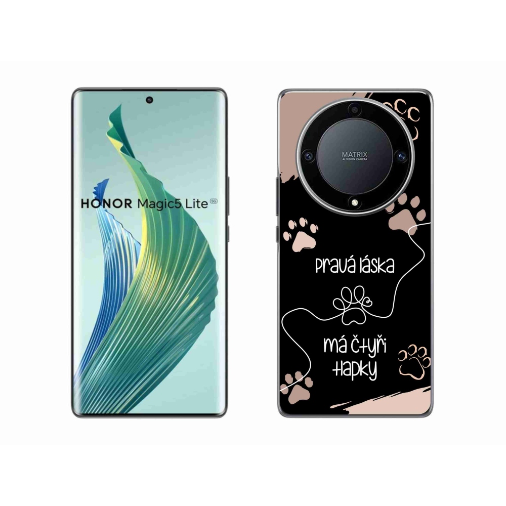 Gél borítás mmCase a Honor Magic 5 Lite 5G készülékhez - kutya motívum 1 fekete háttér