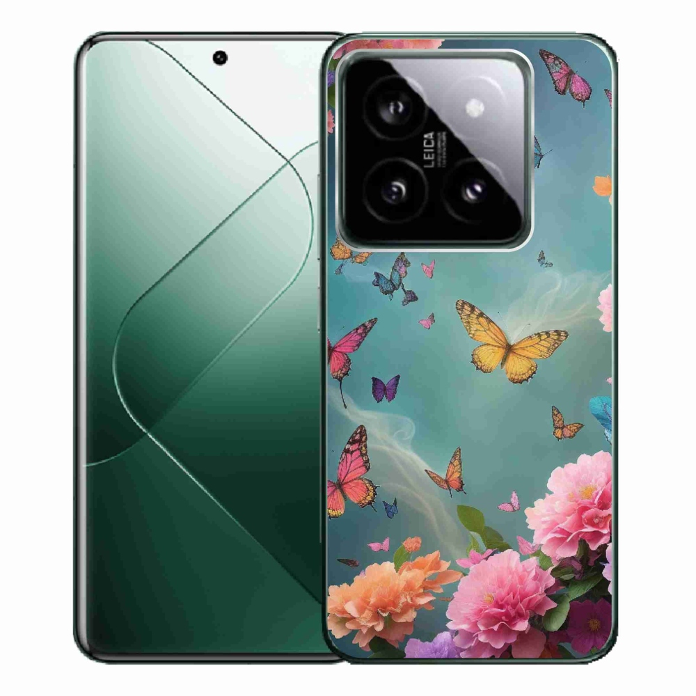 Gél borítás mmCase a Xiaomi 14 Pro számára - színes virágok és pillangók