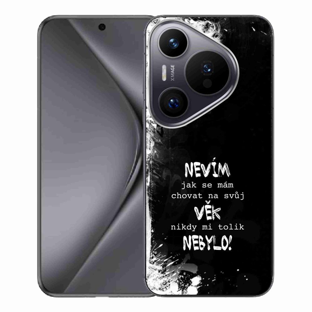Gél borító mmCase a Huawei Pura 70 Pro készülékhez - vicces szöveg 14 fekete háttér