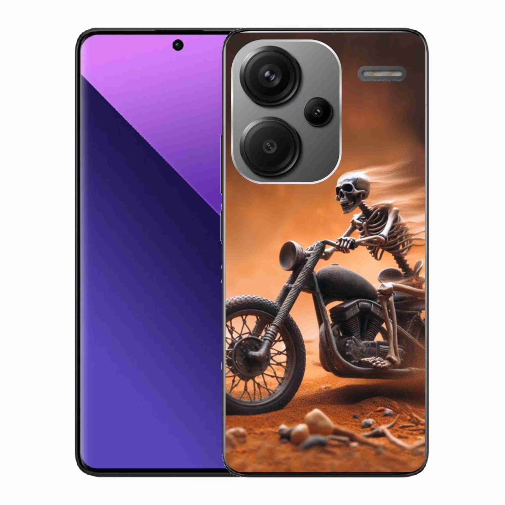 Gél borítás mmCase a Xiaomi Redmi Note 13 Pro+ 5G számára - csontváz egy motorkerékpáron