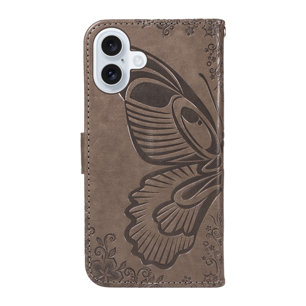 Virágos pillangó könyvtáska iPhone 17 készülékhez - szürke