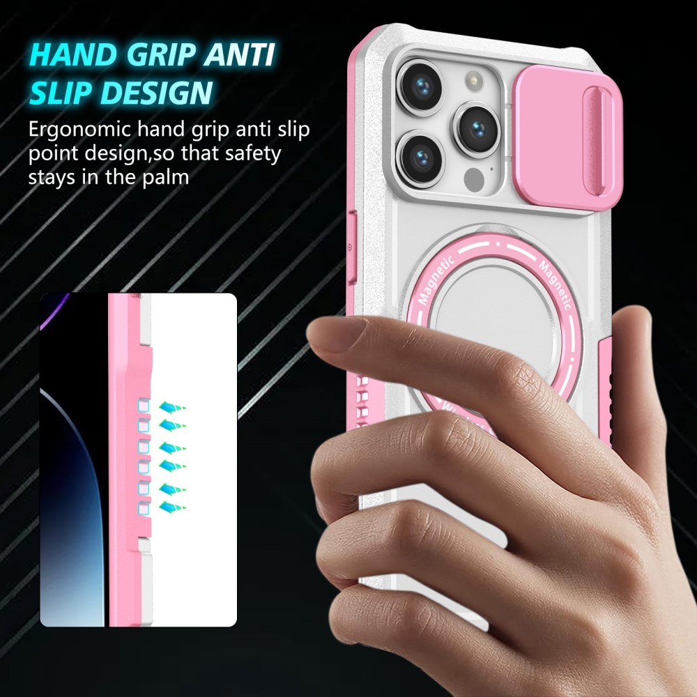 Katonai tartós védőburkolat MagSafe-vel iPhone 14 Pro Max készülékhez - rózsaszín/fehér