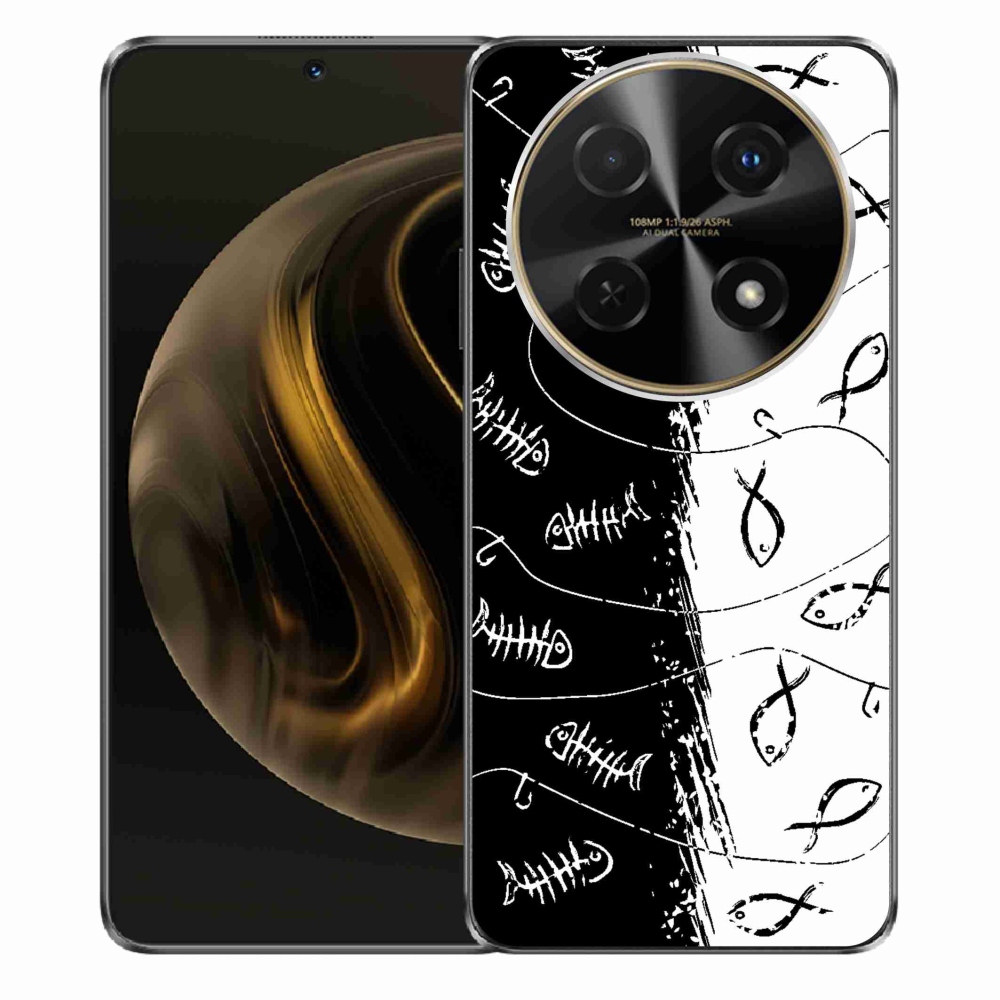 Zselés borítás mmCase a Huawei Nova 12i számára - csontvázak és halak