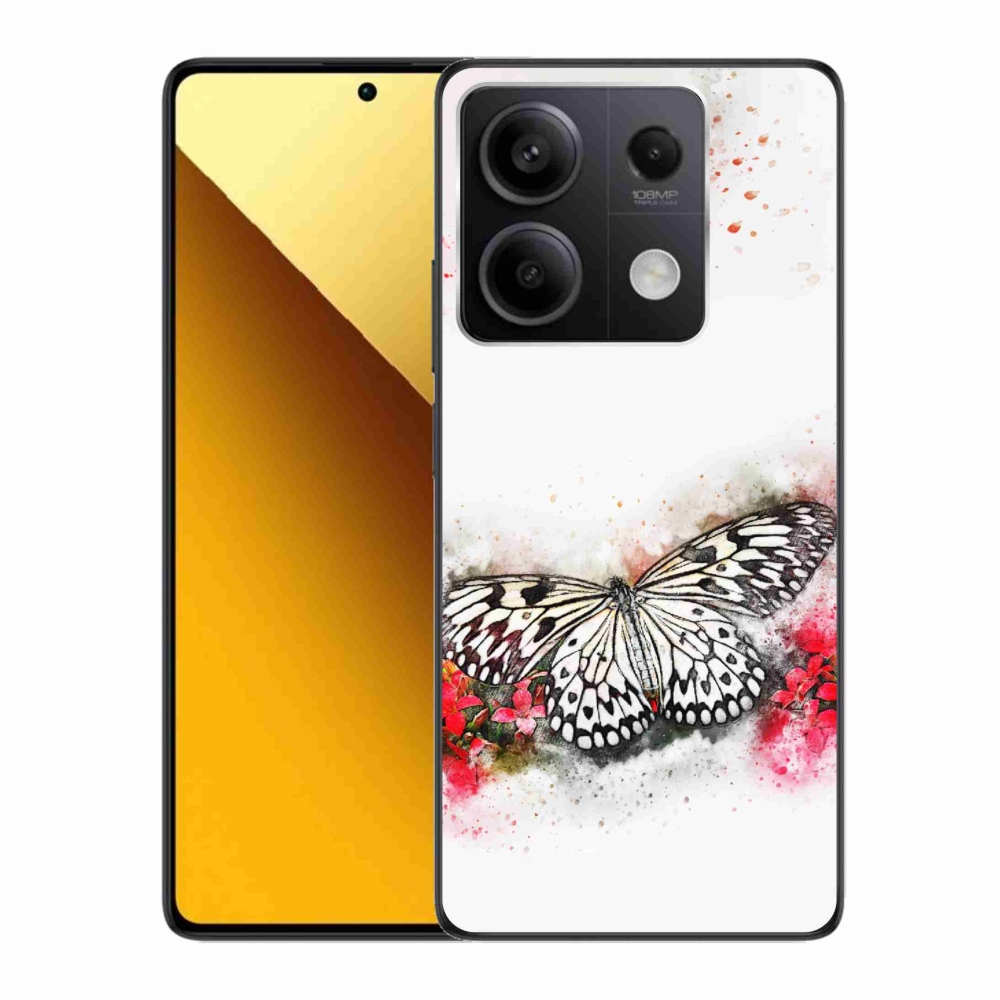 Gél borítás mmCase a Xiaomi Redmi Note 13 5G számára - fekete és fehér pillangó