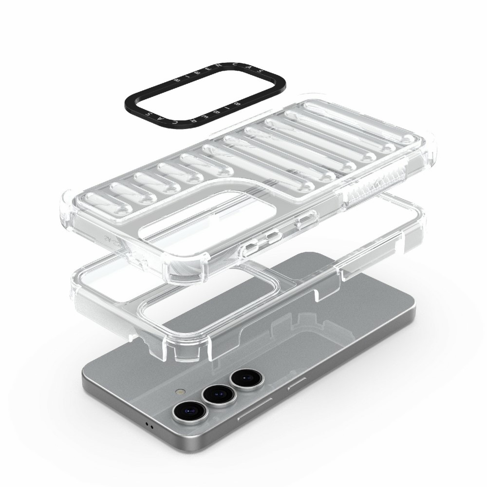 Csíkos tartós borító Samsung Galaxy S25 készülékhez - átlátszó