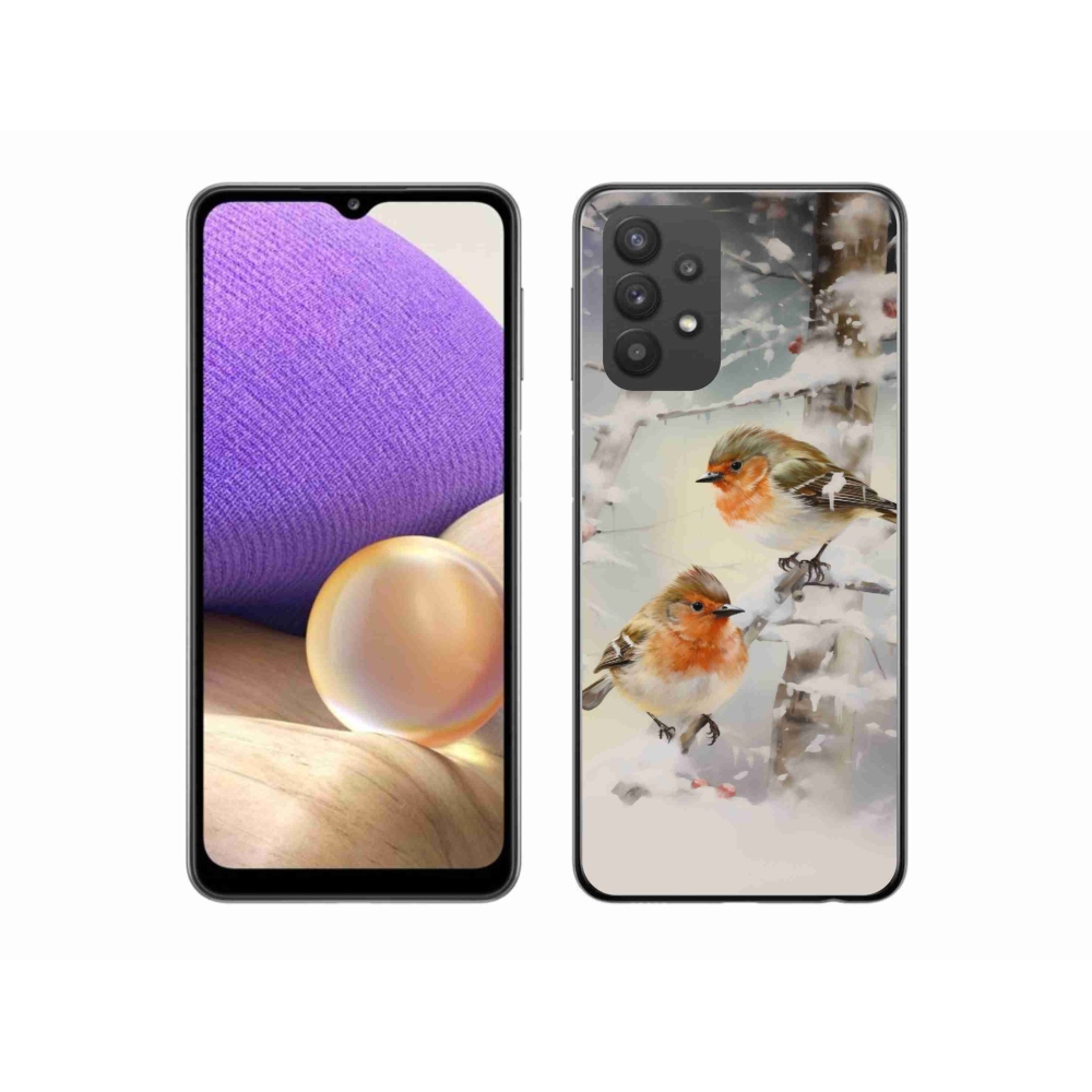 Gél borító mmCase Samsung Galaxy A32 5G - madarak télen - Samsung Galaxy A32 5G - madarak télen