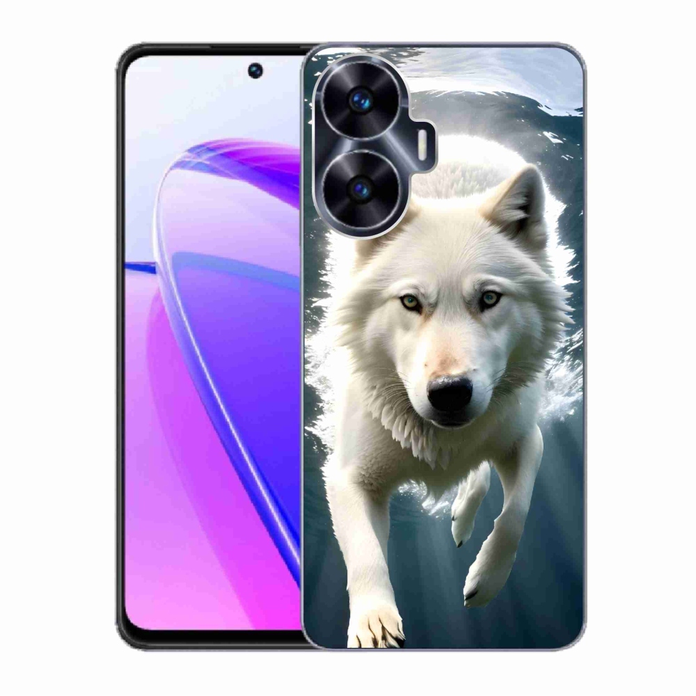 Gél borítás mmCase a Realme C55 készülékhez - fehér farkas