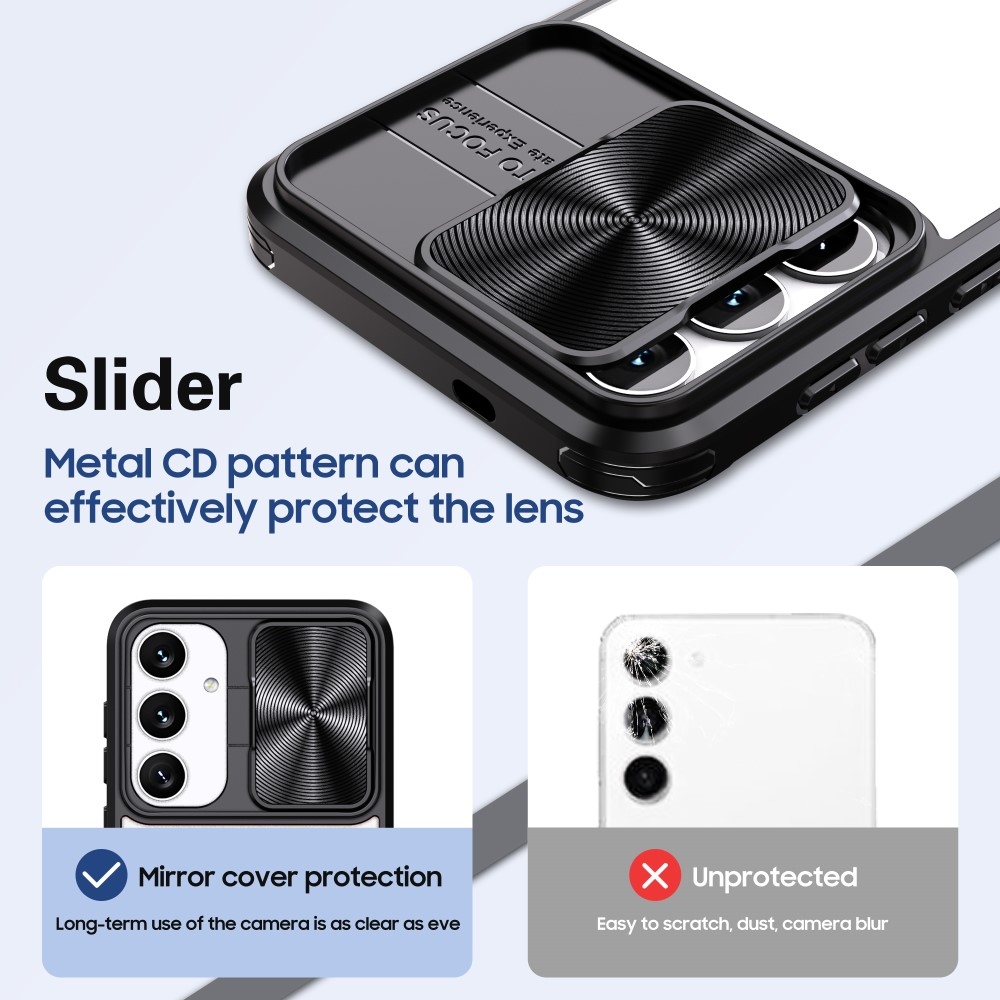 Tartós hátlapi borítás kamerafedéllel Samsung Galaxy S25+ készülékhez - fekete