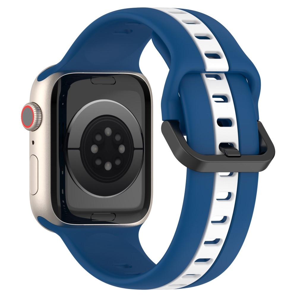 Szíj szilikon szíj Apple Watch Ultra/Ultra 2 49mm/SE/SE 2022/2023 44mm/9/8/7 45mm/6/5/4 44mm/3/2/1 42 mm - kék/fehér