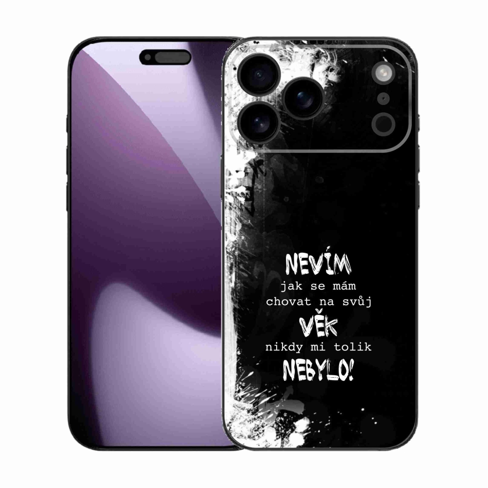 Gél borítás mmCase iPhone 17 Pro Max készülékhez - vicces szöveg 14 fekete háttér