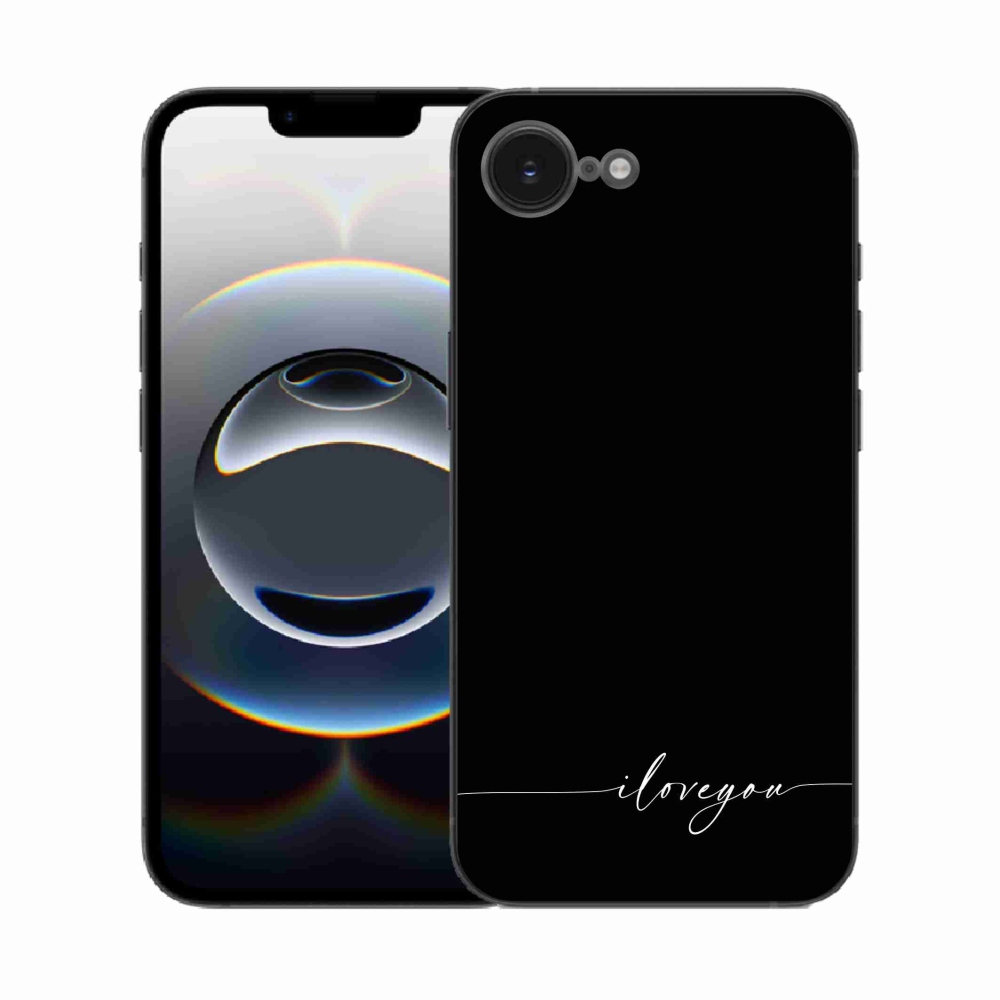 Gél borítás mmCase iPhone 16e készülékhez - Szeretlek fekete háttérrel