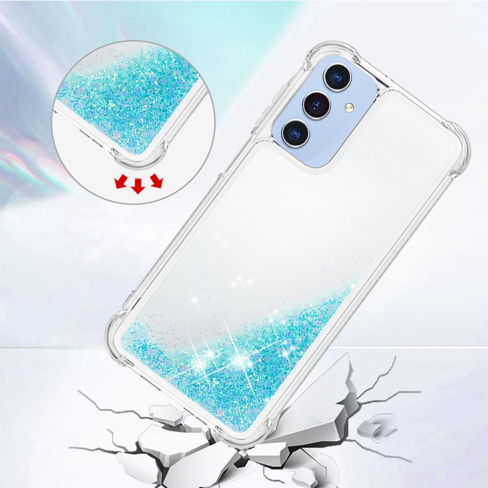 Glitter homokóra zselés tok Samsung Galaxy A17 4G/5G - kék / csillagok