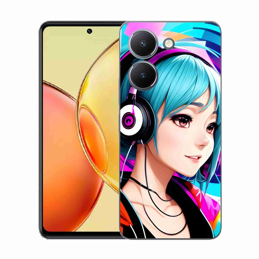 Gél borító mmCase a Vivo Y36-hoz - lány fejhallgatóval