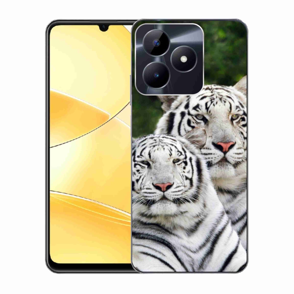 Gél tok mmCase a Realme C51/C53 készülékhez - fehér tigrisek