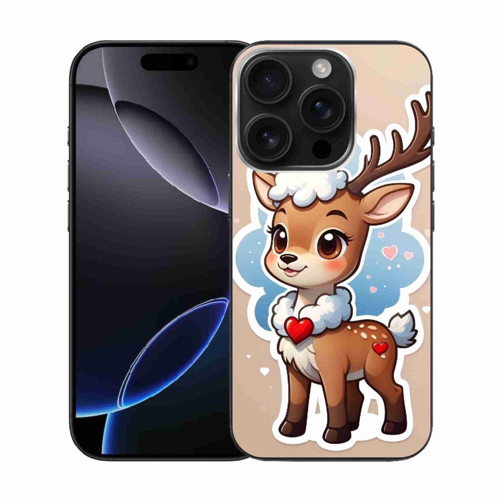 Zselés borítás mmCase iPhone 16 Pro készülékhez - rajzfilm rénszarvas