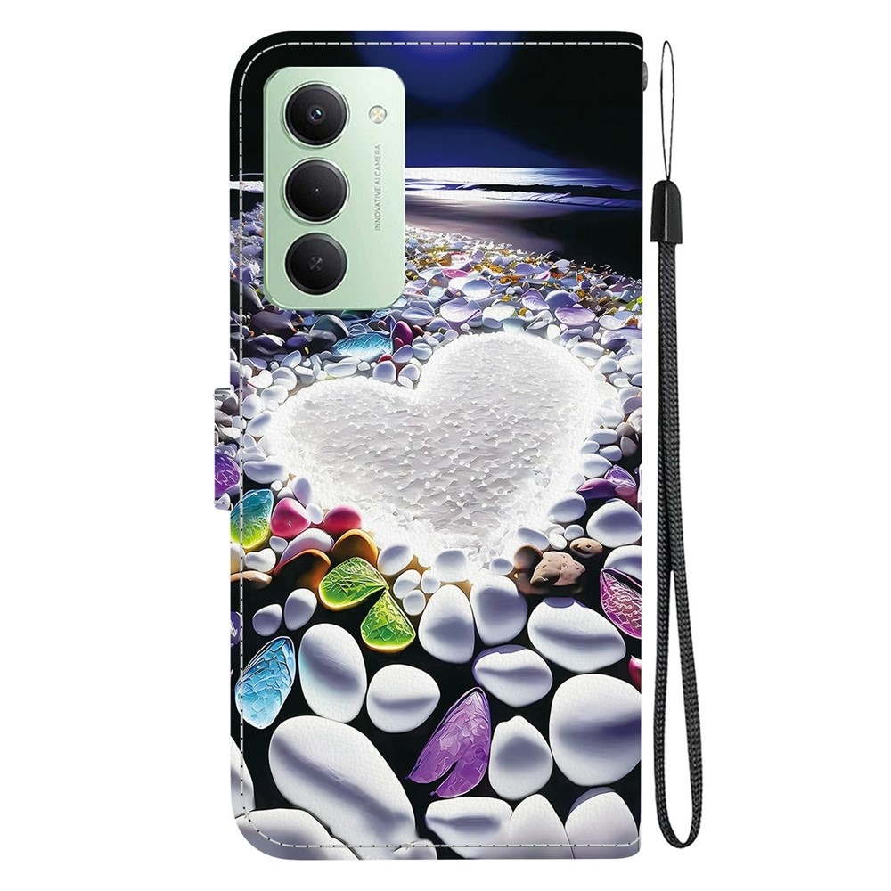 Sokoldalú könyvtáska Xiaomi Redmi 15 4G (171mm) - szív és strasszkövek