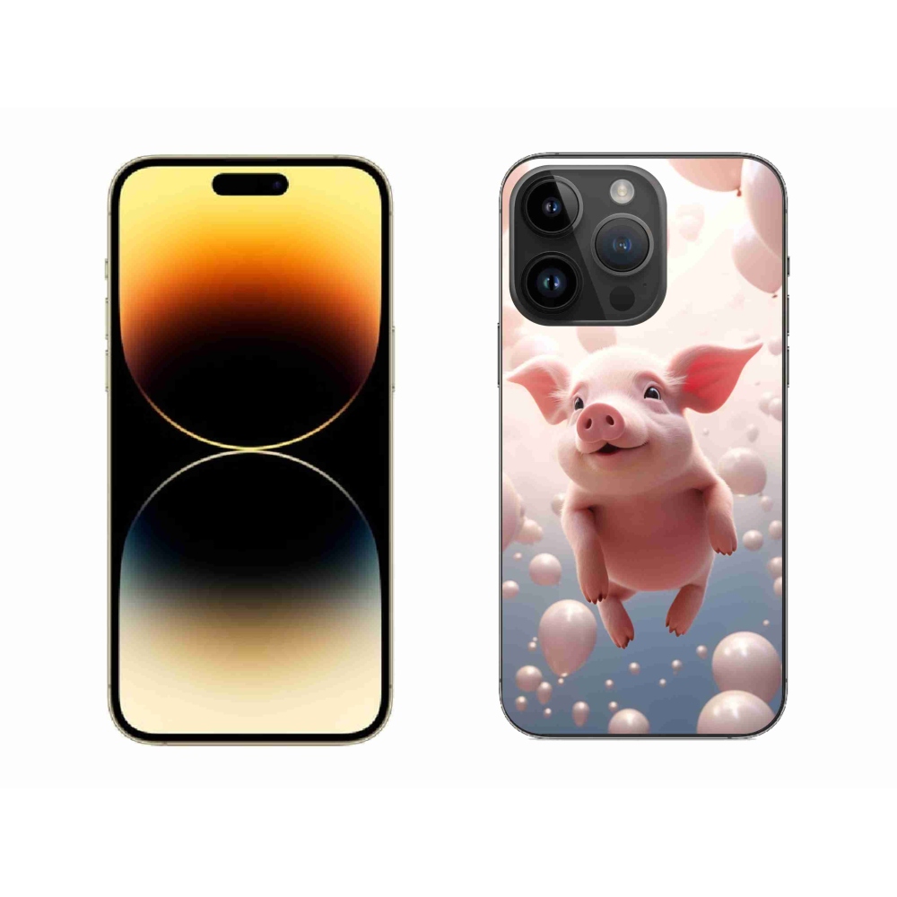 Zselés borítás mmCase iPhone 14 Pro Max készülékhez - malacka lufikkal