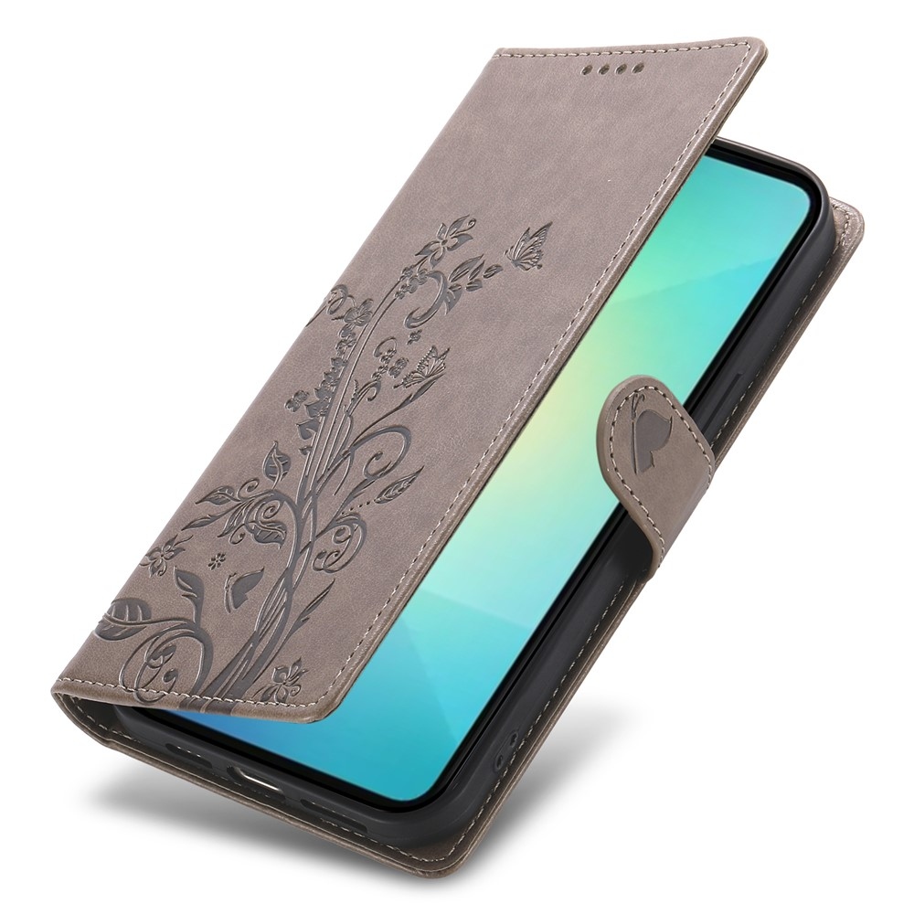Virágos könyv tok Samsung Galaxy A07 4G készülékhez - szürke
