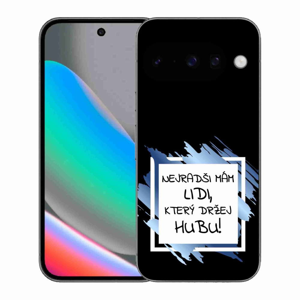 Gél borító mmCase a Google Pixel 10 számára - vicces szöveg 7 fehér és fekete háttérrel