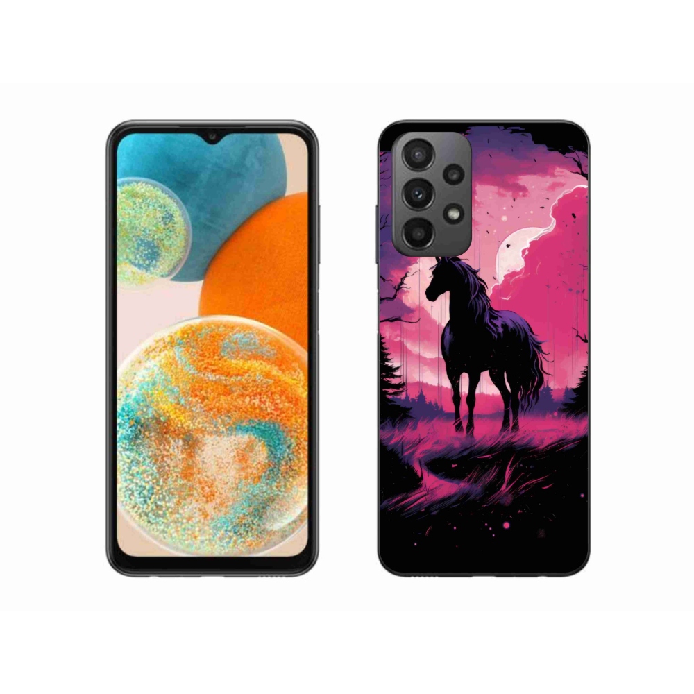 Zselés borítás mmCase Samsung Galaxy A23 4G/5G - fekete rajzfilm ló 1