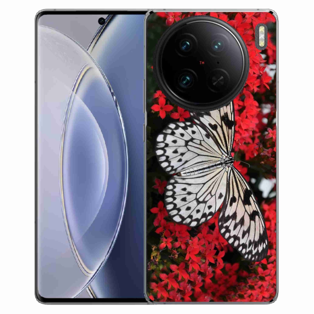 Zselés borítás mmCase a Vivo X90 Pro - fekete-fehér pillangó 1