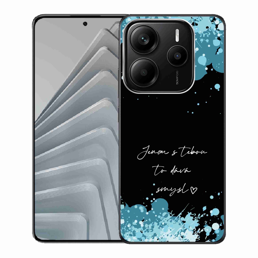 Gél borító mmCase a Xiaomi Redmi Note 14 5G-hez - szerelmes szöveg fekete háttérrel