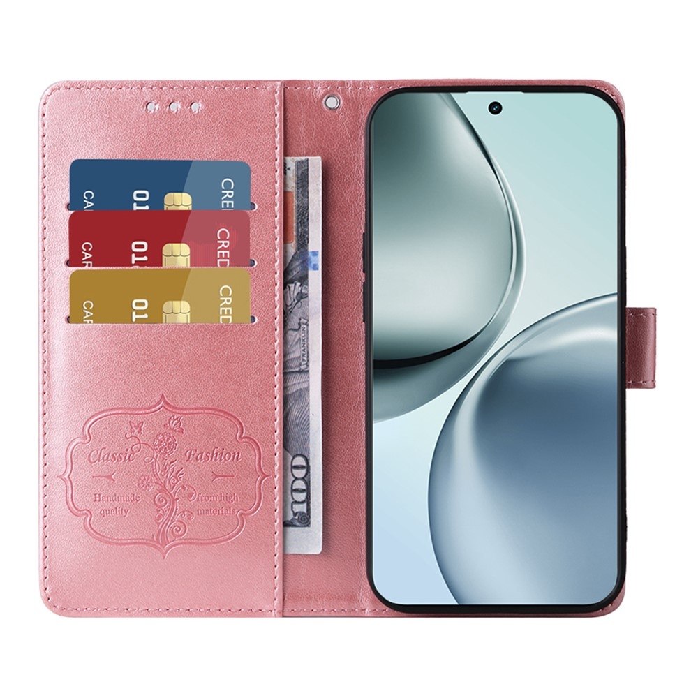 Virágos könyvtáska a Realme 14 Pro+ 5G készülékhez - rózsaszín