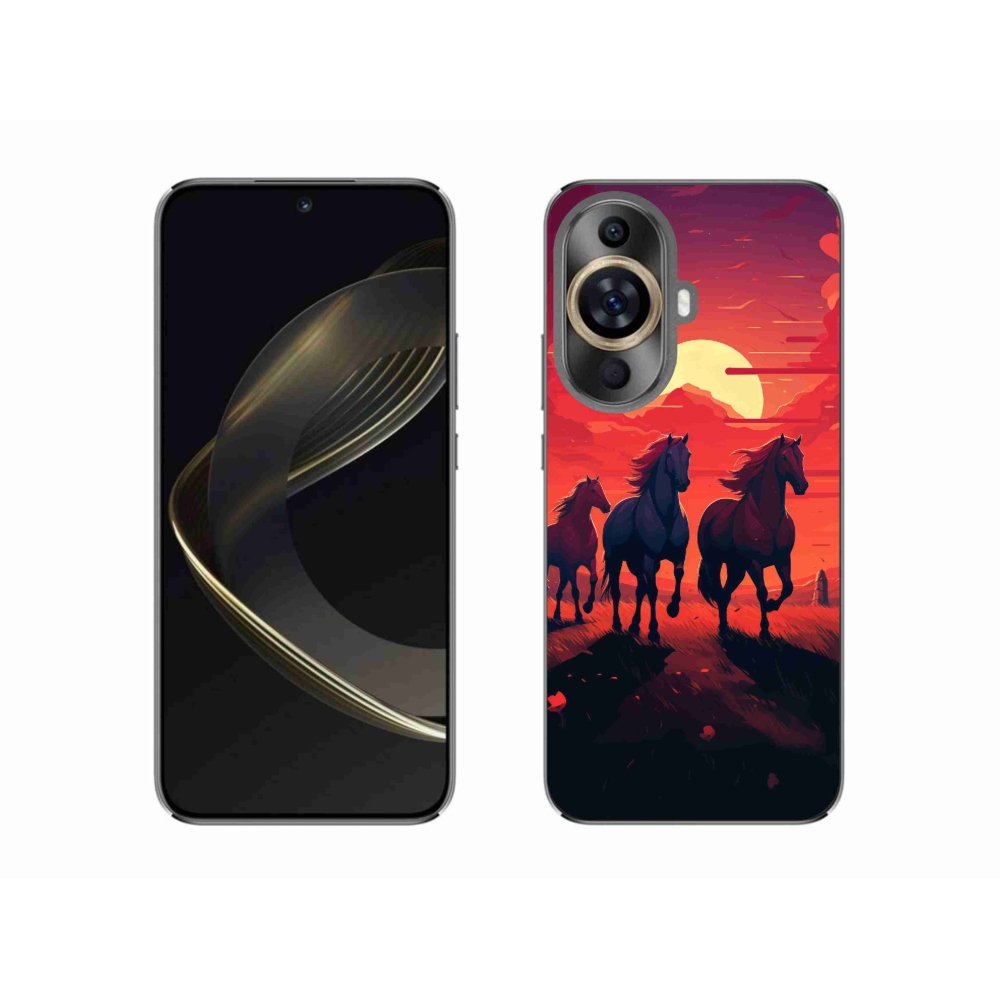 Gél borítás mmCase a Huawei Nova 11-en - lovak és naplemente