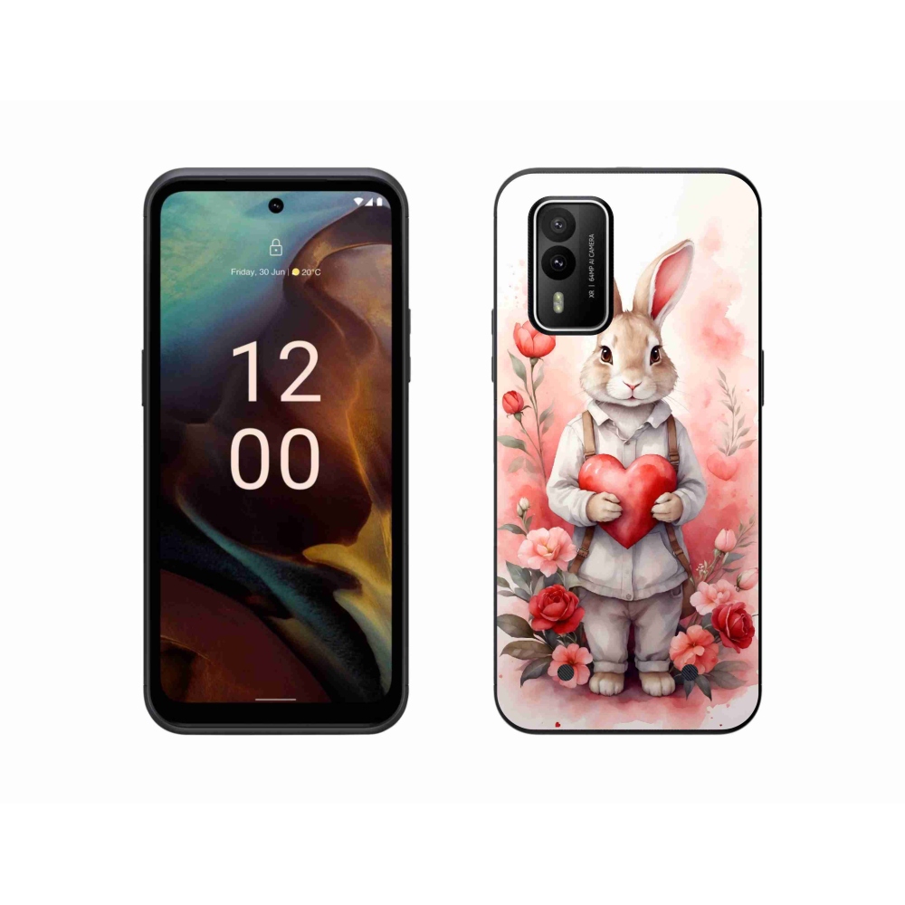 Zselés borítás mmCase a Nokia XR21 készülékhez - nyúl szívvel