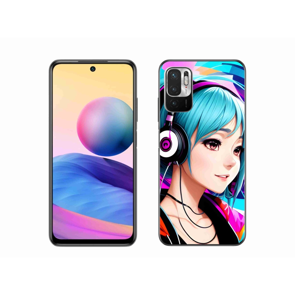 Gél borító mmCase a Xiaomi Redmi Note 10 5G-hez - lány fejhallgatóval